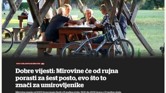 Dobra vijest za umirovljenike ili jo&scaron; jedna razlog za zabrinutost!?