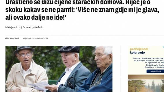 Novi val poskupljenja smje&scaron;taja u domovima za starije je udar na umirovljenike i njihove obitelji