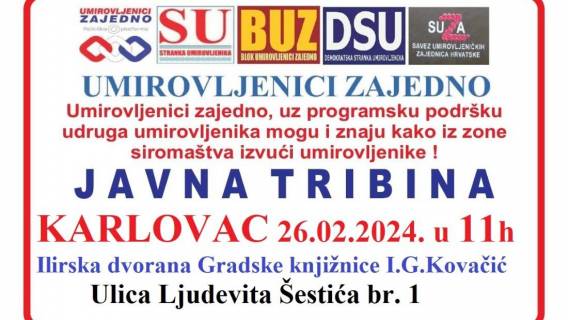Poziv na javnu tribinu &ndash; tiskovnu konferenciju Karlovac 26.02.2024.