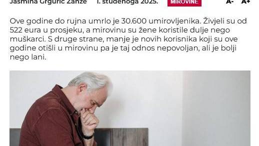 Statistički u Hrvatskoj umiru samo siroma&scaron;ni penzići!... oni drugi žive vječno!?